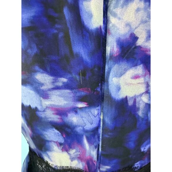 Badgley Mischka Bethany Gown Size 0 Blue Black Long Sleeve Lace Maxi Dress - Picture 6 of 9